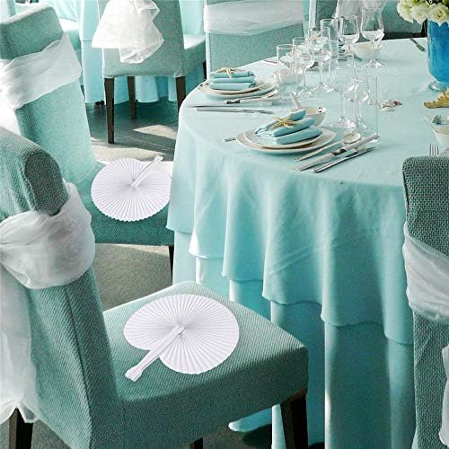 60 Pcs White Paper Fans,Foldable Handheld Fans for Women,Round Wedding Decorative Folding Hand Fan for Bridal Guest Church Party Favors Dancing Birthday DIY