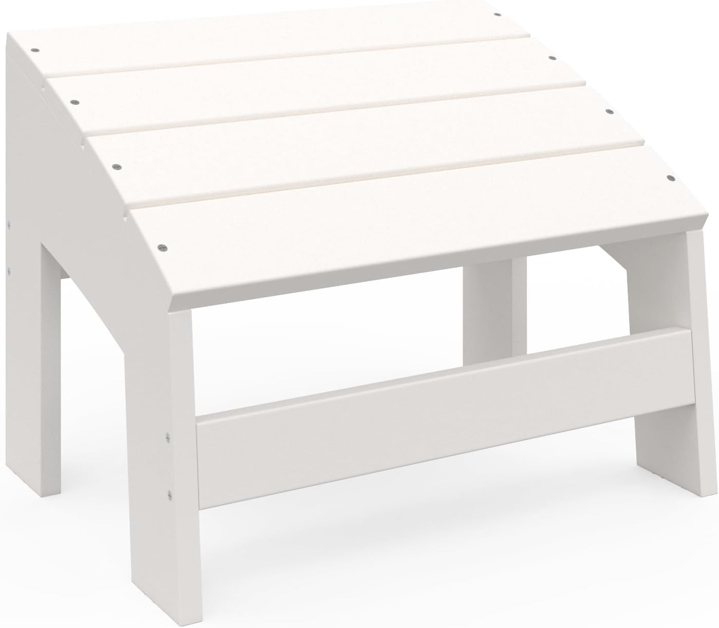 Crystal Harbor Outdoor Footstool, White – Recycled HDPE All-Weather Ottoman for Adirondack Chairs
