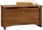Pemberly Row Farmhouse Engineered Wood Storage Chest, Oiled Oak Finish, 35.25"W x 15.5"D x 18.88"H, Large Hidden Storage Area, Safety Lid Stay, Ventilated Design, Versatile Blanket Chest for Any Room