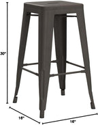 Vnewone Metal Bar Stools Set of 4 Counter Height Barstools Stackable Metal Chairs High Backless Dining Stool Bar Chair for Indoor Outdoor Patio Home Kitchen (30", Gun)