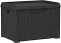 Anthracite 33 Gallon Outdoor Storage Box 28.7 x 28.7 x 19.5 in PP Rattan Look Deck Bench for Cushions Toys Blankets Patio Garden Balcony