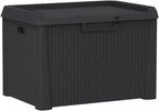 Anthracite 33 Gallon Outdoor Storage Box 28.7 x 28.7 x 19.5 in PP Rattan Look Deck Bench for Cushions Toys Blankets Patio Garden Balcony