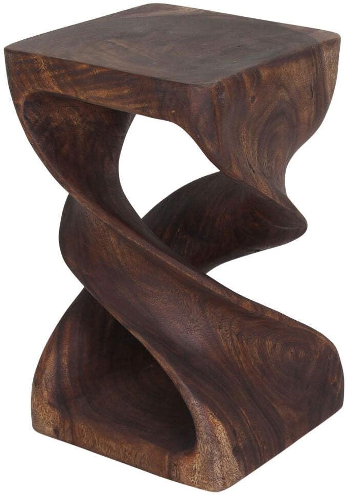 Haussmann End Table Double Twist 12 in SQ x 20 in H Mocha