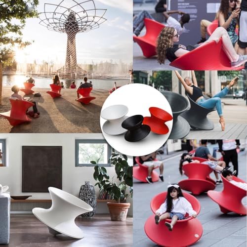 Modern Red Fiberglass 360° Swivel Gyro Spun Chair, Indoor/Outdoor Use, Stylish Design, 220 lbs Capacity, Perfect for Home & Patio Decor(White)