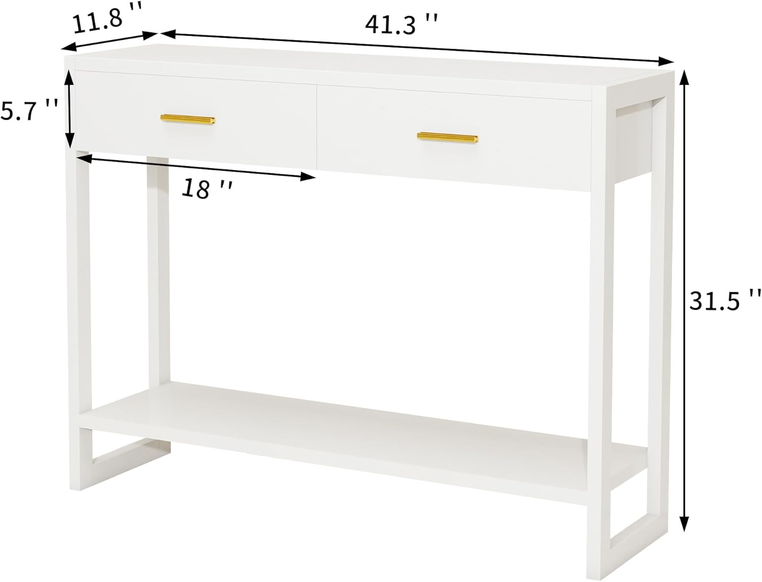 Entryway Table, Console Table with Motion Sensor Light, Sofa Table with 2 Drawers and Storage Shelf, Entryway Cabinet and Sideboard Cabinet for Hallway, Foyer, Living Room, White