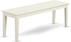 East West Furniture Capri 18" Traditional Wood Bench in Linen White