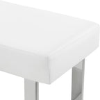 Armen Living Amanda Bench in White and Chrome Finish 48"x18"x19"