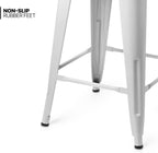 MoNiBloom Metal Bar Stools Indoor, 24 Inch Industrial Backless Stackable Counter Stools w/Square Seat Patio Furniture for Outdoor, White, Set of 4