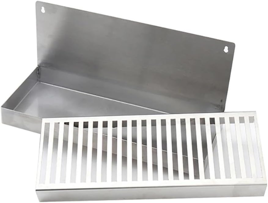 Stainless Steel Beer Drip Tray 12"x4.9" Wall ed with Drain Hole - Perfect for Homebrew, Craft Beer Dispenser, Bar Tool, Beve Serving Solut