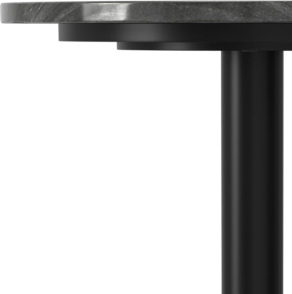 SIMPLIHOME Evans Side Table - 16 inch Wide Modern Metal Frame with Black Marble Top in C-Shape Design, Contemporary Slide-Under Accent Stand or End Table for Living Room, Bedroom, or Office