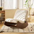 Modern Rocking Chair Recliner, Upholstered Glider Chair with Solid Wood Base and Soft Cushion, Mid-Century Accent Rocking Chairs for Living Room, Bedroom, Nursery (White)