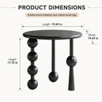 Modern Round Side Table for Living Room, 19.69" Solid Wood Side Table, Sofa Side Bedside Table with Funny Wood Globe Legs, Round Coffee End Table,(Black)