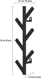 RRG Vertical Coat Rack Wall Mounted 16 Inch, Metal Vertical Hat Rack for Wall, Modern Coat Rack Tree for Hats, Jackets, Bags, Entryway Bedroom (Height 16")