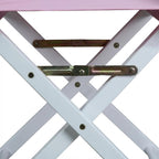 Furnifact Pink Director's Chair, White Frame, 18-Inch Seat Height, Folding Accent Chair for Bedroom Studio and Patio