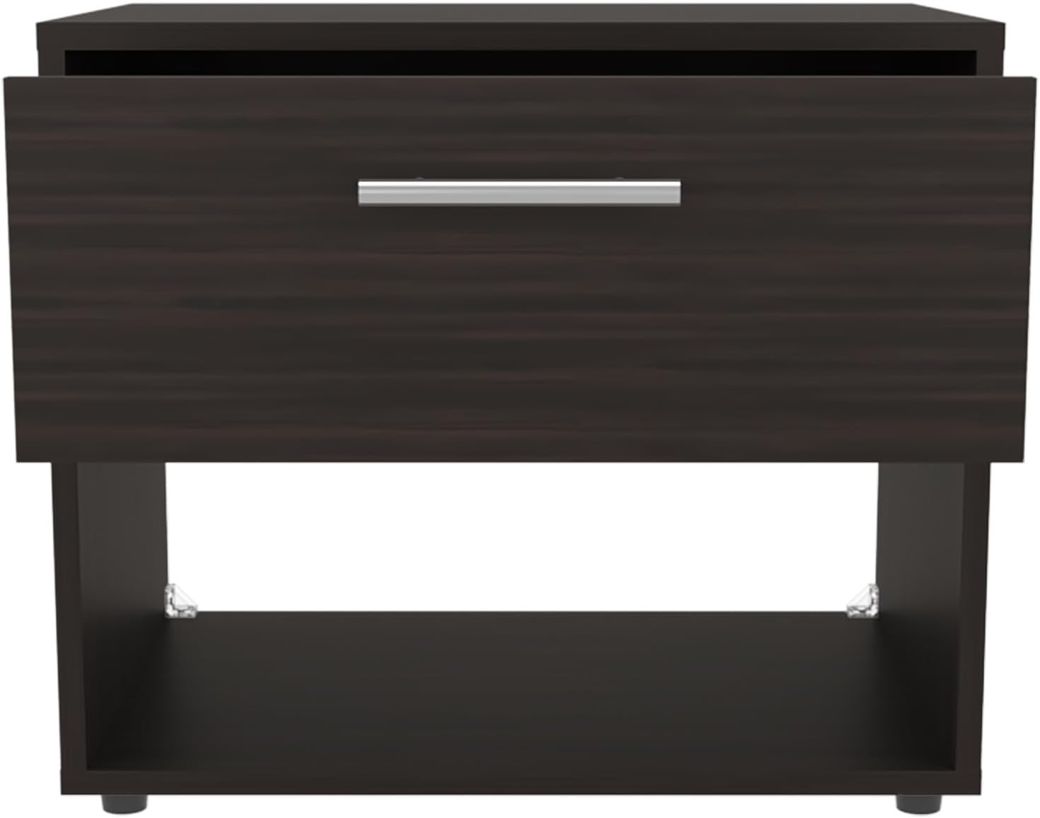 Modern Fluted Nightstand 4 Legs, Farmhouse End Table with Open Space and Drawer Dresser,for Small Spaces