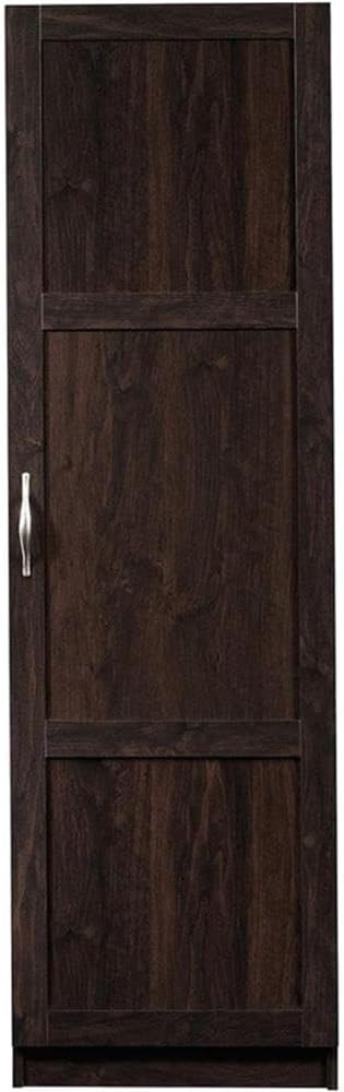 Pemberly Row Wood Storage Pantry, 60 in Height, Raised Panel Doors, Engineered Wood, Cinnamon Cherry Finish, Adjustable Shelves, Hidden Storage, Tall Cabinet for Kitchen, Dining Room, Office Use