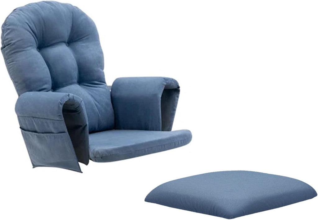 Extra Thick 5Pcs Velvet Glider Rocker Replacement Cushions Set - Soft Ottoman Cushions with Storage Pockets for Nursery Rocking Chair - Comfortable Indoor Seating