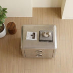 Aviator Side Table with 2 Drawers, Aluminum Stool, Aviation Home Office Decor, Industrial Metal Furniture for Living Room, Bedroom, Office