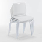 White Stackable Chairs Set of 4, Modern Office Guest Chair Wide Seat, Stackable Dining Chairs, Plastic Chair for Conference Room, Living Room, Waiting Area, Classroom.