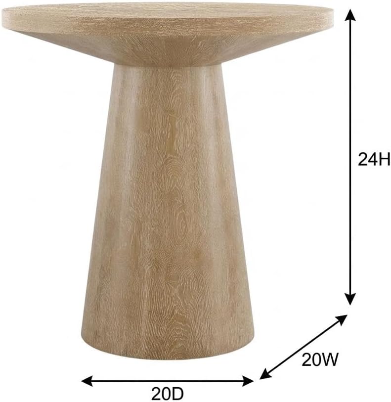 Starlight Canyon Home White Modern Round Solid Wood Pedestal End Table with Elegant Design, Durable Construction, Ideal for Living Room or Bedroom Decor
