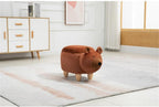 Pemberly Row Modern Fabric Bear Storage Ottoman, Soft Fur-Like Fabric, Brown/Natural Finish, Solid Wood Legs, Hidden Storage, 14.17" H x 13.8" W x 24.8" D, Living Room, Kids' Room, Playroom Accent