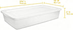 41 Quart Under Bed Storage Containers, Clear, White, 2 Pack | Rigid Plastic, Snap-On Lid, Stackable, Flat Organizer Boxes