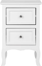 Bonnlo White Nightstand Set of 2, Nightstands with 2 Drawers, Bed Side Table/Night Stand, Small Nightstand for Bedroom, Small Spaces, College Dorm, Kids’ Room, Living Room, Wood, 16W x 12D x 24H