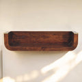 Solid Wood Indira California Walnut Floating Console Table, Open Shelf, Dark Brown