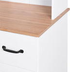 White Wooden Kitchen Cabinet, Pantry Storage Unit with Framed Glass Doors, Microwave Stand & Drawer, for Living Room, Dining Room, or Kitchen