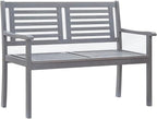 2-Seater Garden Bench, Grey Eucalyptus Wood Patio Bench with Comfortable Cushion, Outdoor Seating for Backyard Porch Balcony, Weather Resistant Oiled Finish, 47.2 Inch