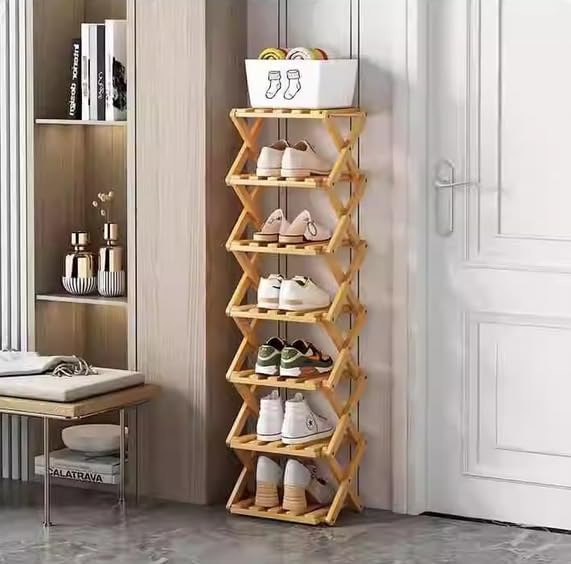Foldable Narrow Shoe Rack Multi-Layer Storage Cabinet Space-Saving Design for Home Dormitory Rental Room
