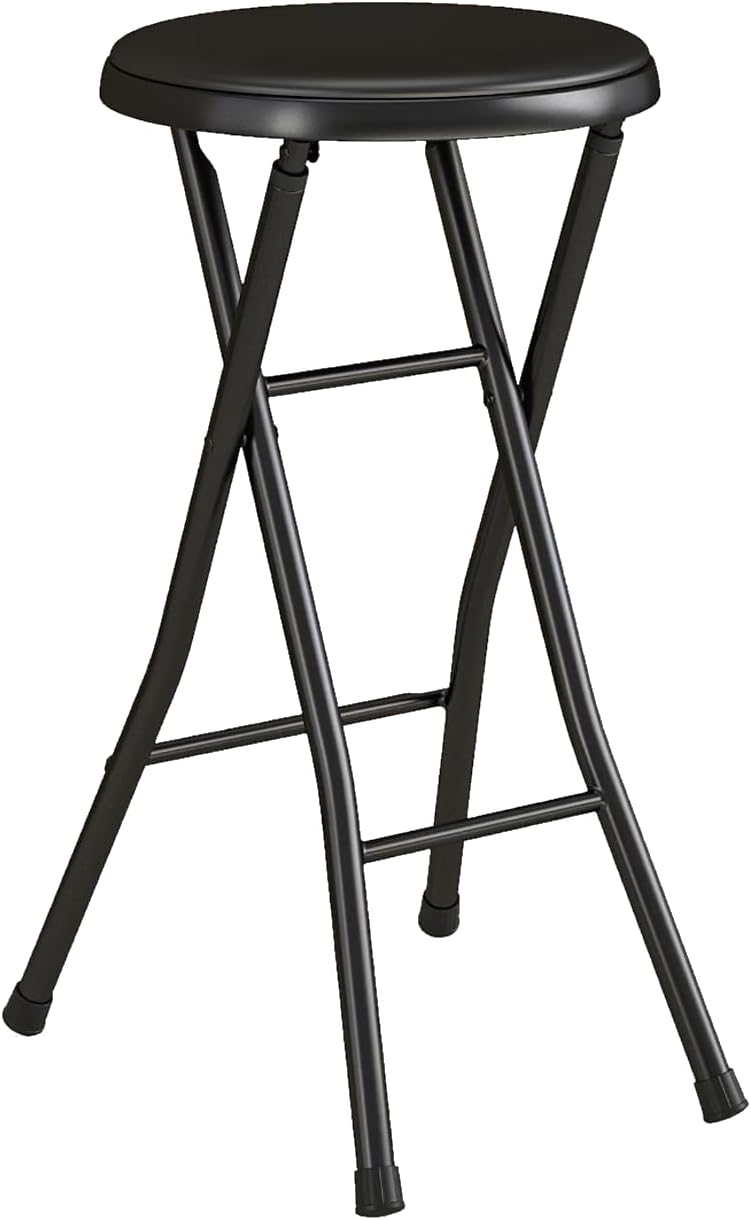 Folding Stool,24-Inch Collapsible Stool,Portable Stool with 200lb Capacity,Suitable for Indoor or Outdoor Use,Black