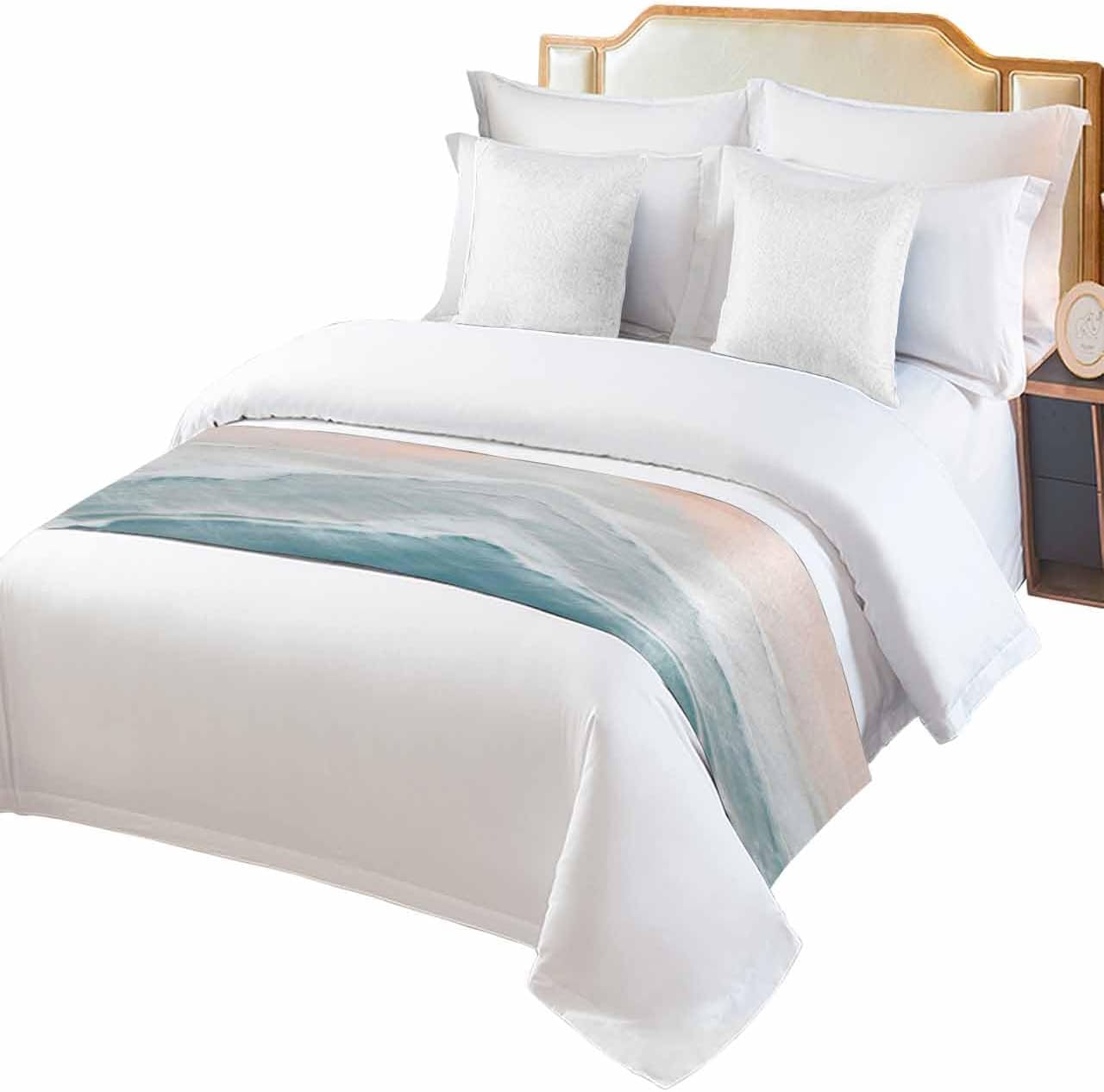DecorLovee Summer Beach Bed Runners for Queen Size Bed, Ocean Coastal Bed Throws for Foot of Bed, Sea Nautical Bed Runner