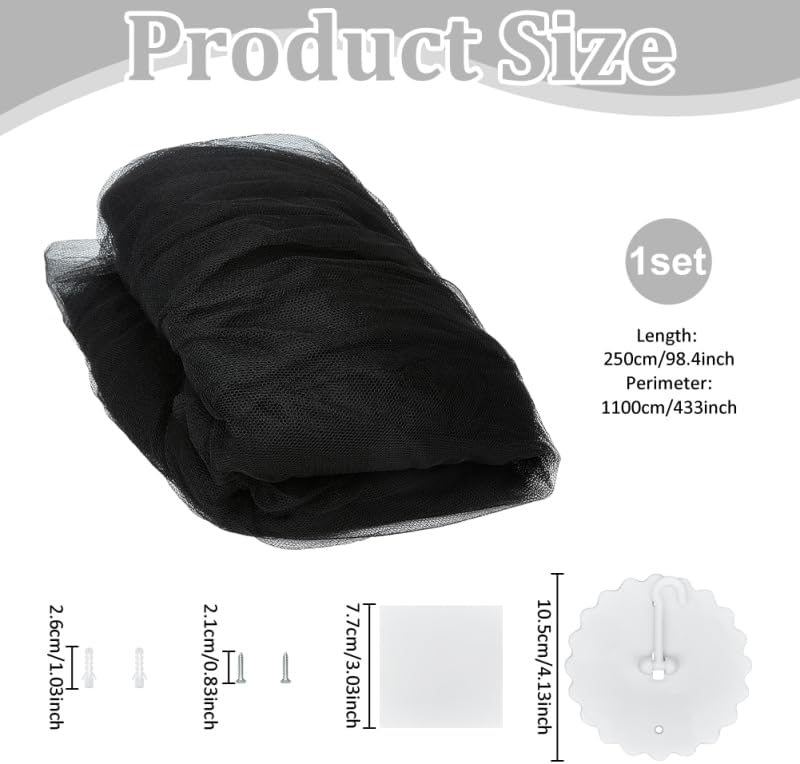WADORN Mosquito Net Bed Canopy, Large Black Hanging Bed Net from Ceiling Dome Mosquito Net with Install Accessories for Single Twin Full Queen Size Bed Indoor Outdoor Use and Travel