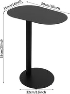 C-Shaped Side Table, H 25" Iron End Table Couch Modern Side Table Laptop Tables Metal Sofa Side Tables TV Tray Under Accent Tables for Living Room Bedroom Bathroom Black
