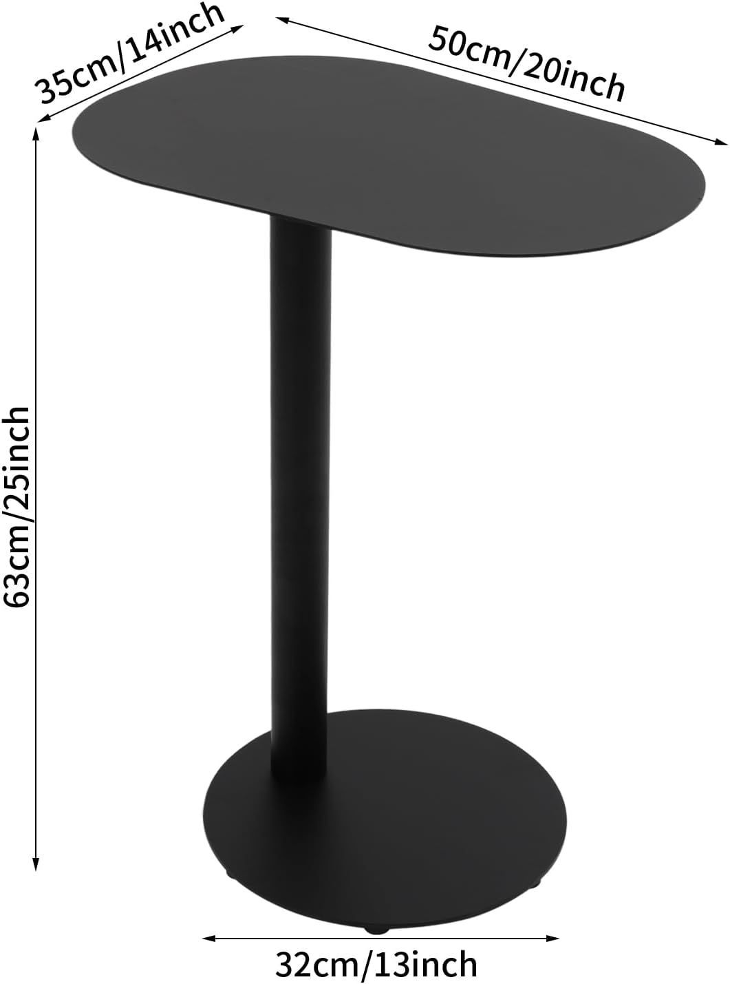 C-Shaped Side Table, H 25" Iron End Table Couch Modern Side Table Laptop Tables Metal Sofa Side Tables TV Tray Under Accent Tables for Living Room Bedroom Bathroom Black