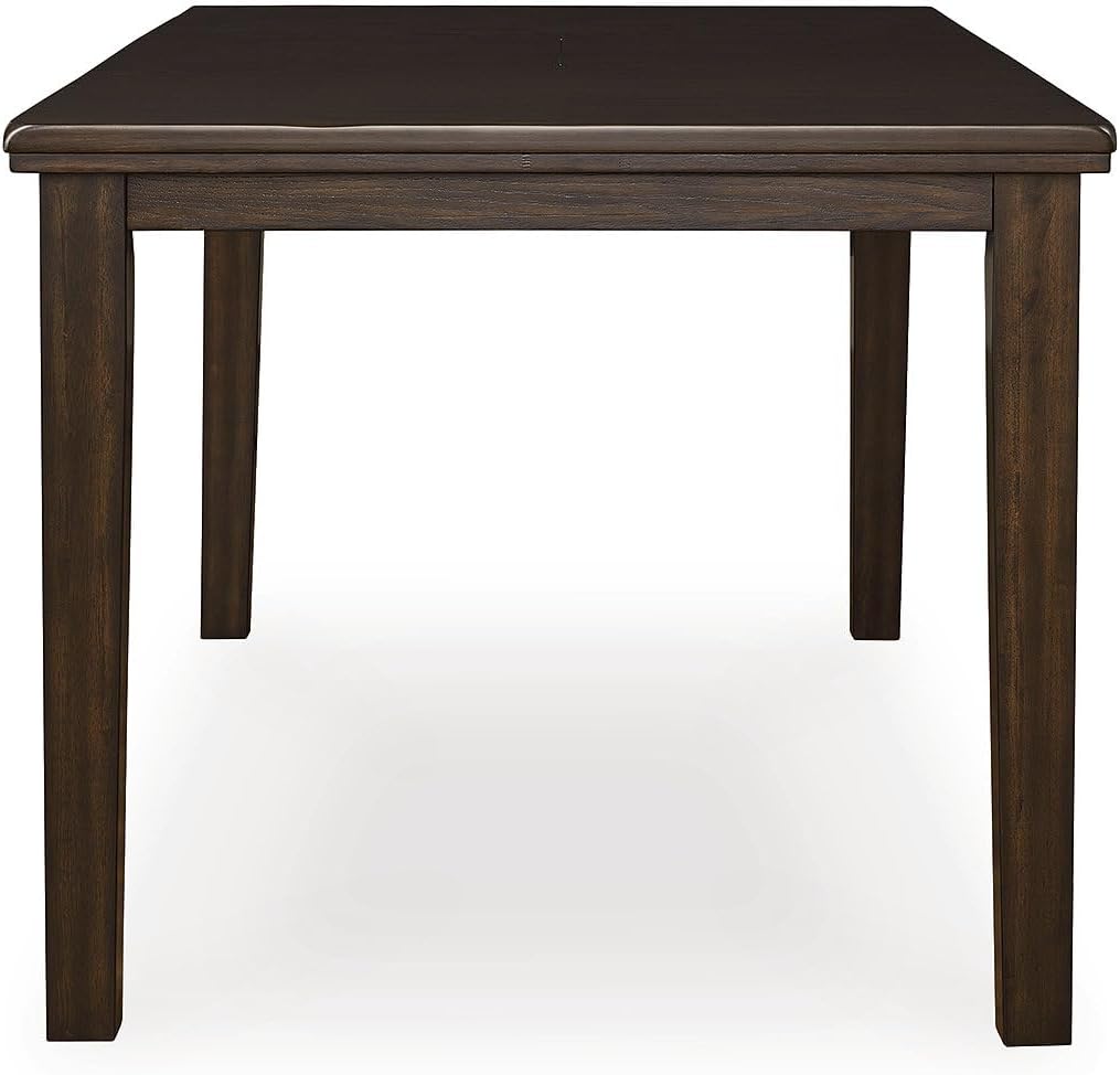 Signature Design by Ashley Haddigan Casual Counter Height Dining Extension Table with Distressed Finish, Dark Brown