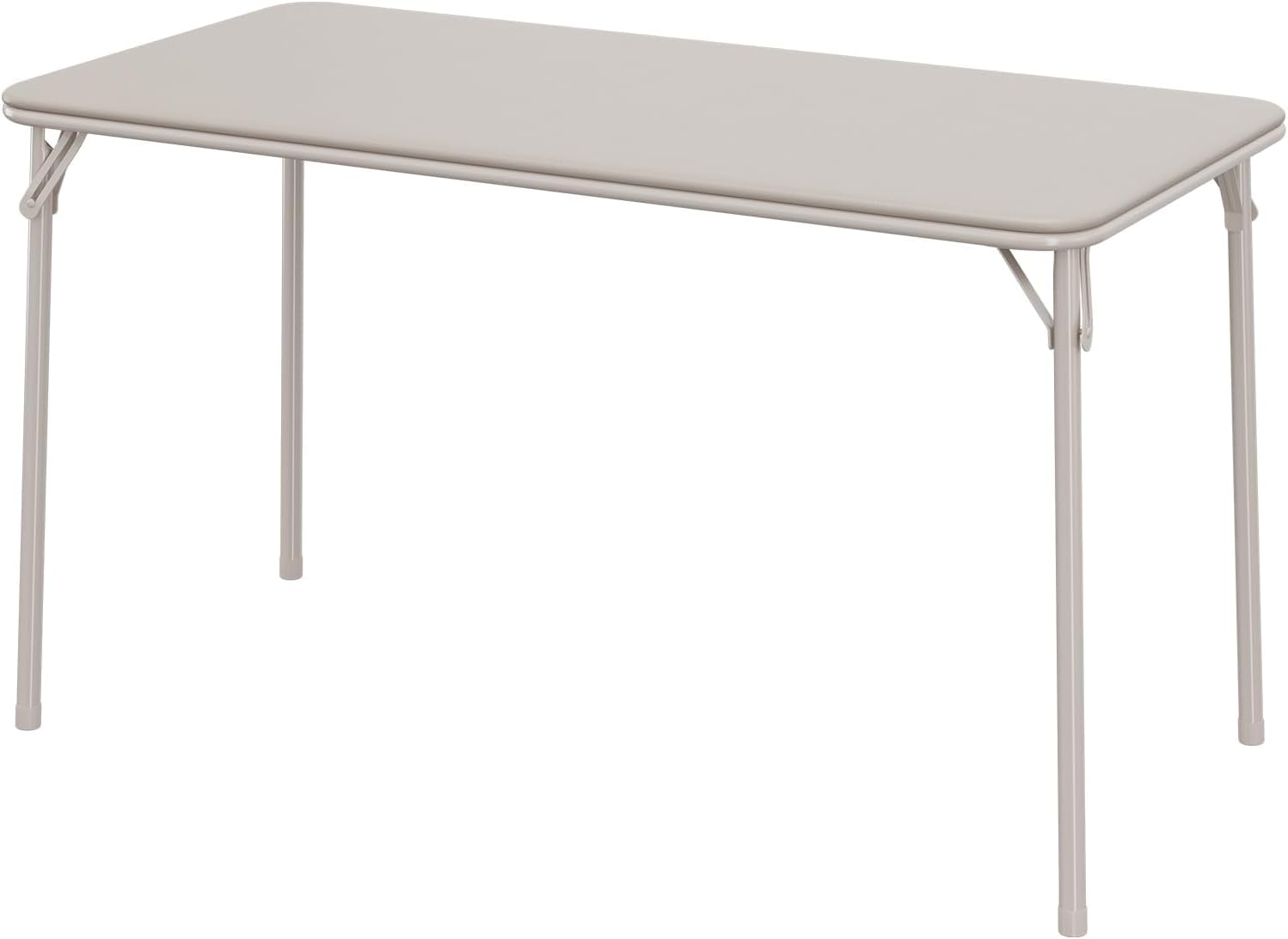 GAOMON Folding Table 4 Foot with Upholstered PU Leather Tabletop, Heavy Duty Metal Legs, Collapsible Design & Shelf Bracket, No Assembly Required, Indoor Outdoor Use, Beige