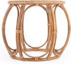 Beaumont Lane Round Woven Rattan End Table, Natural Finish, 28" W x 28" D x 24" H, Durable Rattan Construction, Open Weave Design, Eco-Friendly Living Room, Family Room or Sunroom Side Table
