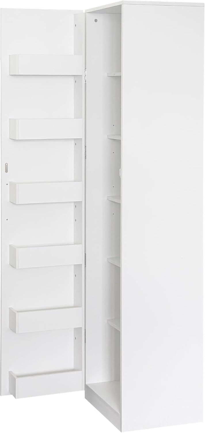 LUMISOL Tall Kitchen Pantry Cabinet with 6 Shelves and 6 Side Racks, Modern Buffet Cupboards Sideboard with Doors, Kitchen Hutch with Adjustable Shelves for Living Room Dining Room, White