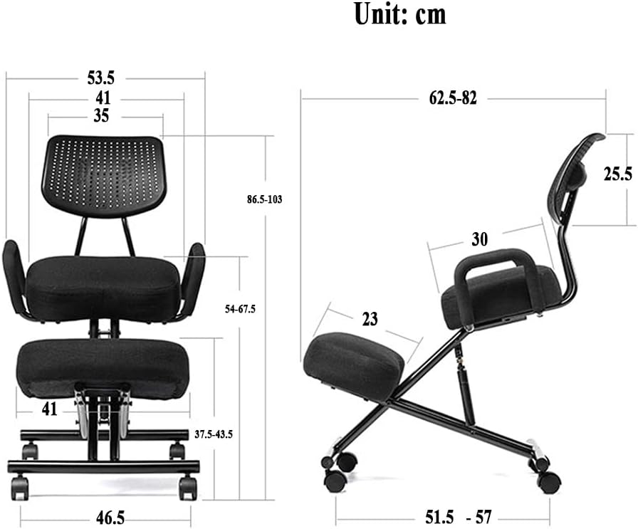 omic Kneeling Chair with Backrest and Armrests, Height and Angle Adjustable Posture Stool for Improved Sitting Position,Cloth Cover Models Black