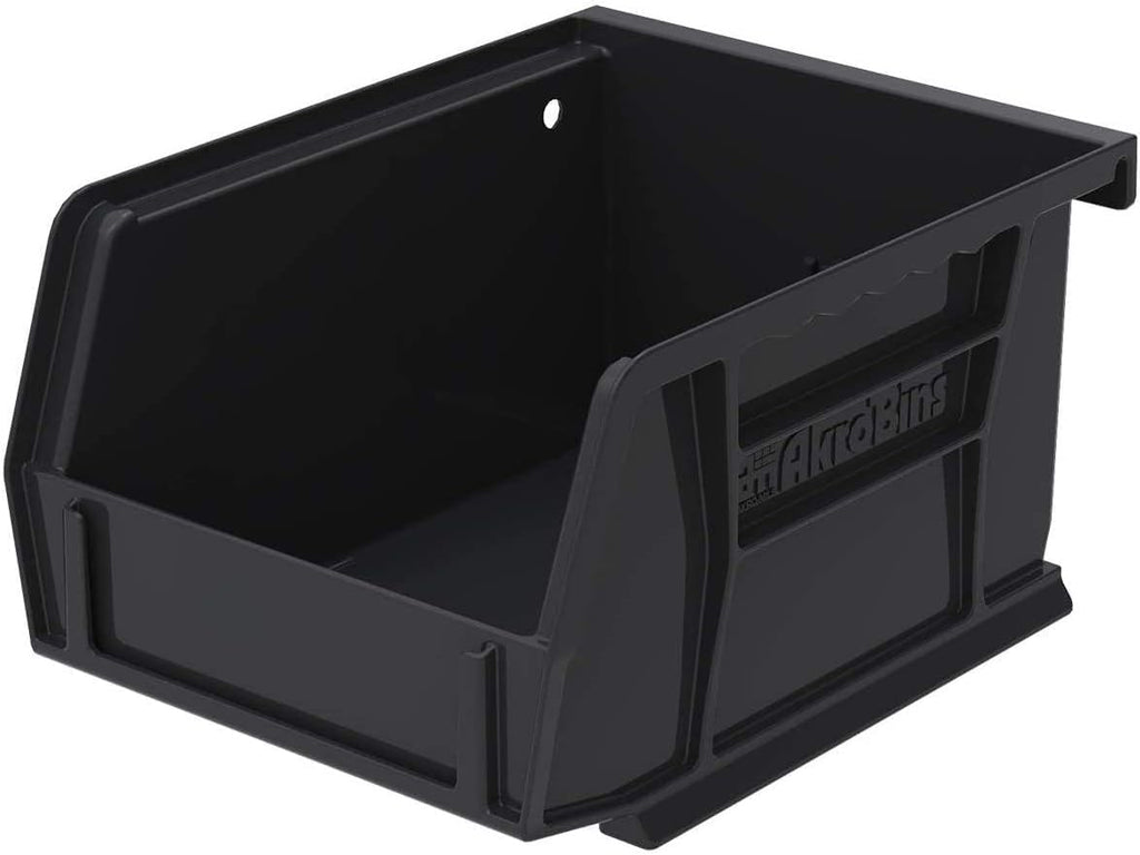 Akro-Mils 30210 AkroBins Plastic Storage Bins, Space-Saving Stackable Bins for Garage, Pantry, Craft Organization, 5" x 4" x 3", Black, 24-Pack