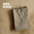 WENSHUO Flower Vase, Ceramic Crinkle Paper Bag Vase, 7.87in, Coconut Café | 7.9 x 5.7 x 2.6 in ceramic paper bag vase, 1.91 lb. Crinkled shape and matte speckled Crème glaze for modern home decor.