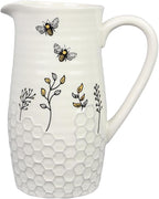 Young's Inc Honey Bee Ceramic Water Pitcher/Vase,Bee Farmhouse,Rustic Decor for Kitchen,Dining Accessories,8 Inch