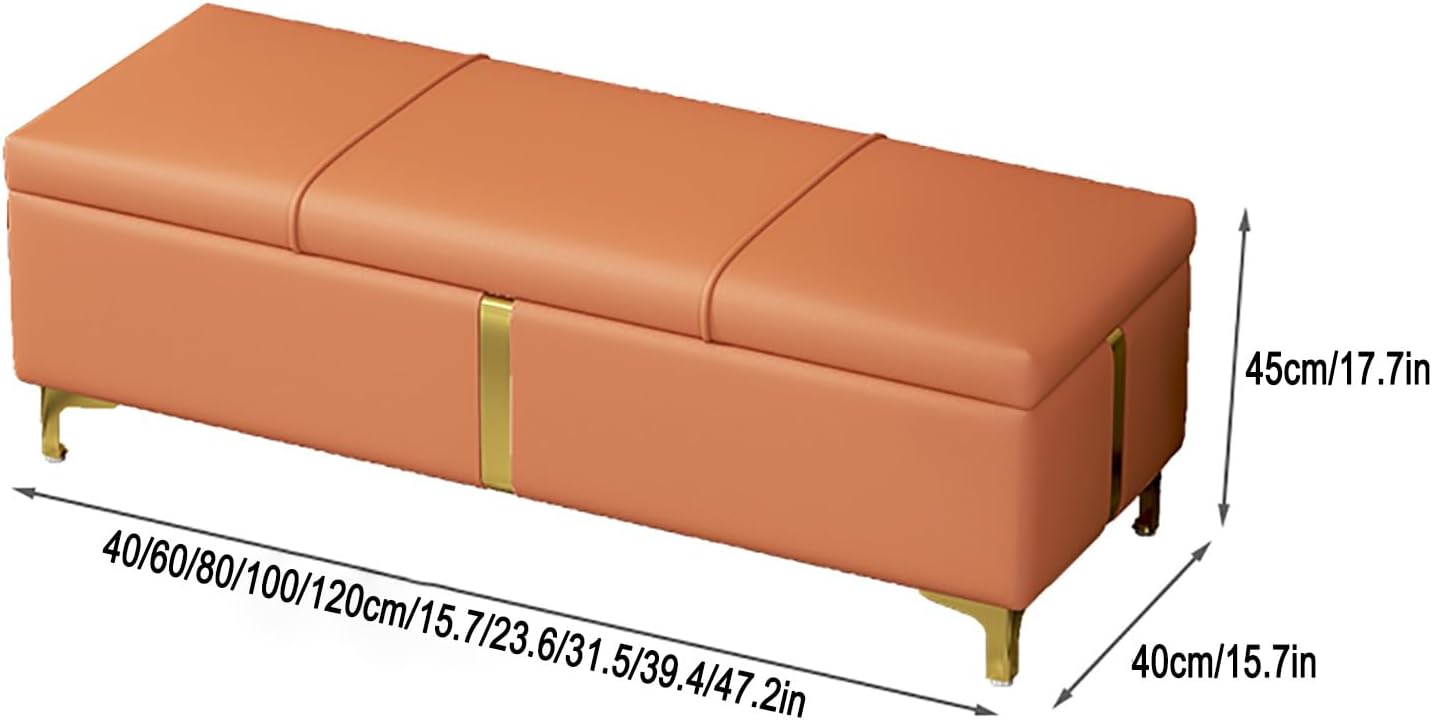 Entrance shoe-changing stool with storage space, living room storage stool with gold cabinet legs, footstool for bedroom bed end, with solid wood frame, suitable for corridor, bedroom, etc. ( Color :