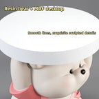 Cute Resin Bear Side Table with MDF Desktop, Modern and Simple Bedside Table, Multifunctional Small Accent Table for Living Room, Bedroom and Office(Gray)