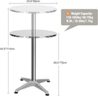 REDCAMP 24in Aluminum Folding Cocktail Table with Black Cover, Tall Round Bar Table Highboy Pub Table with Flip-Up Top for Parties Restaurant, 30" /45" Two Heights Adjustable