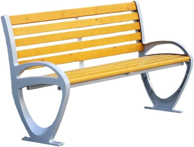 Park Bench Log Color Park Outdoor Bench Aluminum Chair Legs Leisure with Backrest