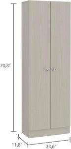 Multistorage Pantry Cabinet, 5 Shelves, Double Doors - Pearl
