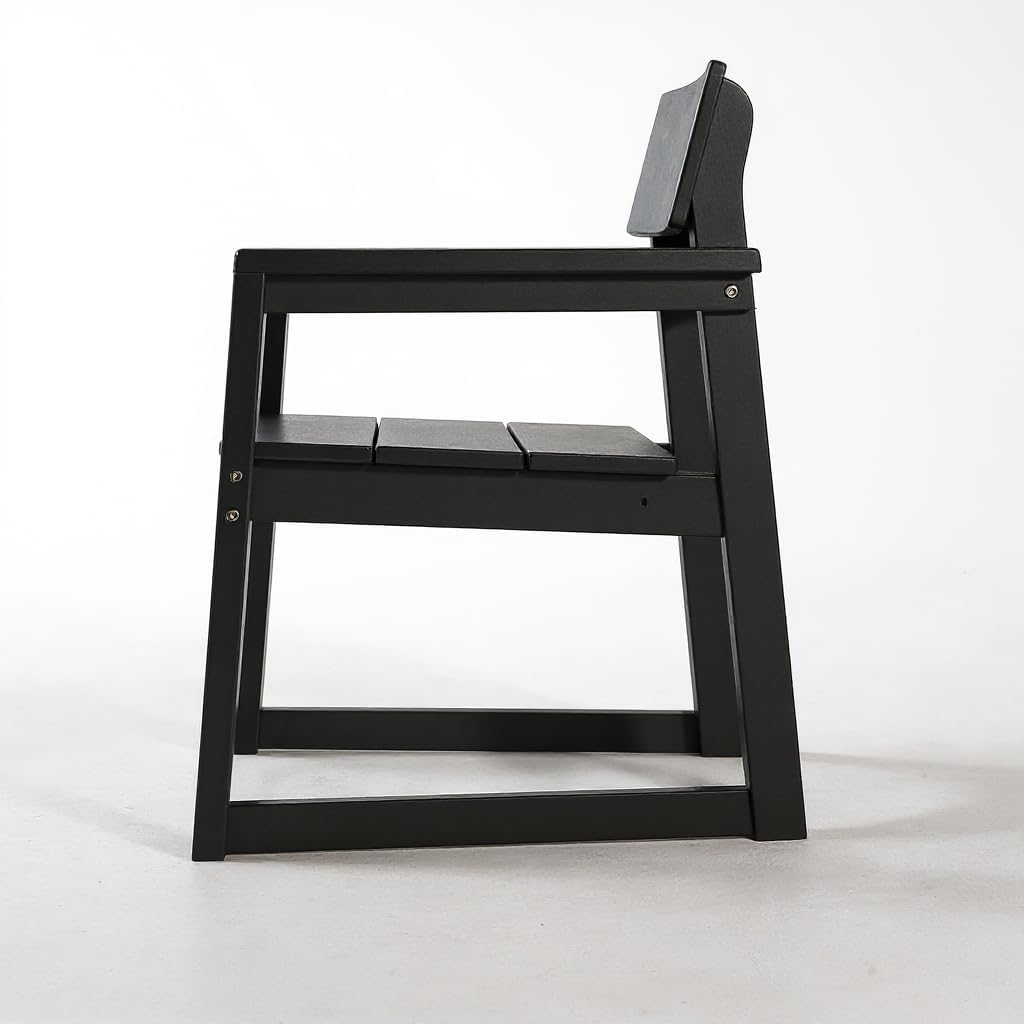 Black HDPE Outdoor gArmchairs with backres Modernist Designt Chairs
